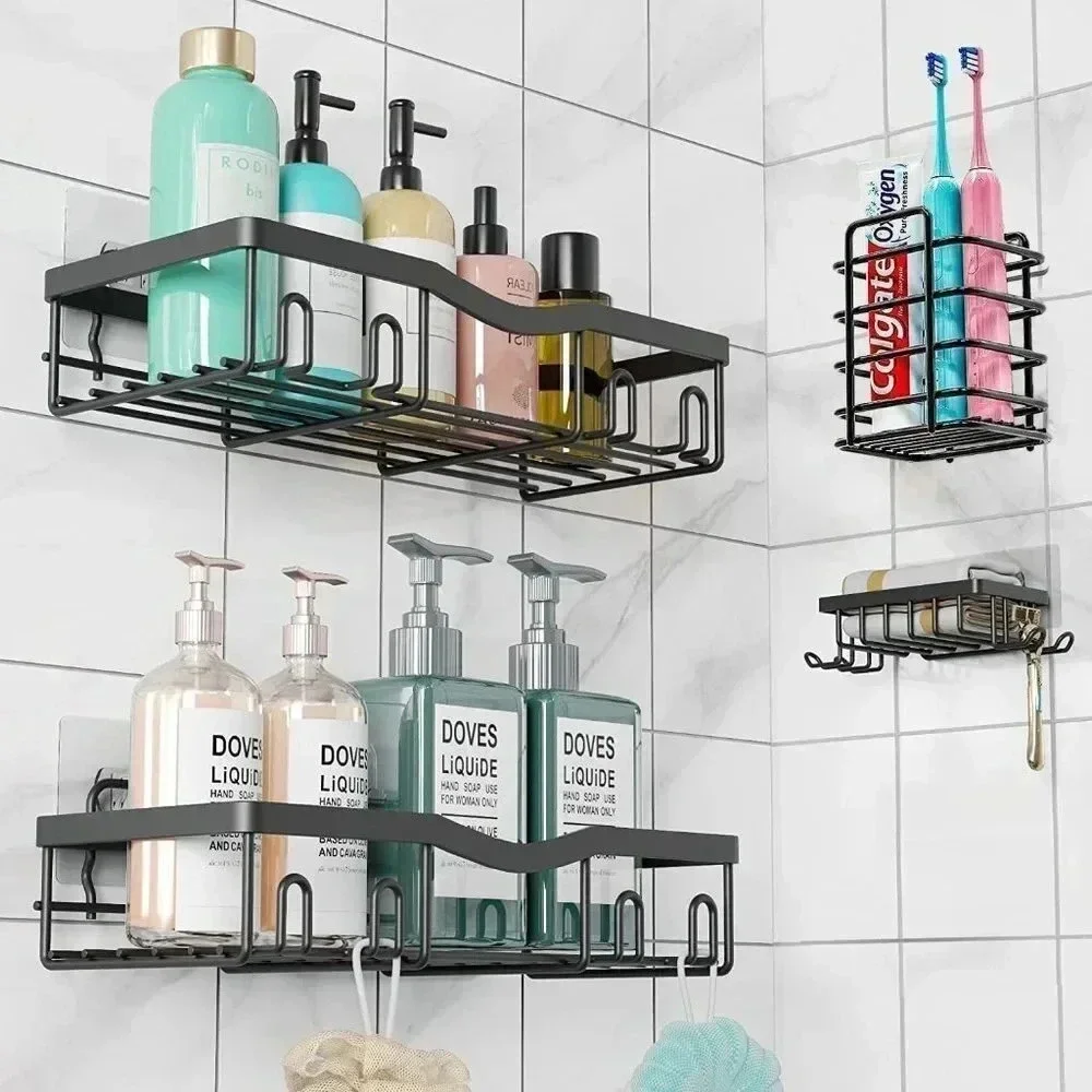 NO MORE MESS SHOWERS Shower Caddy Shelf Organizer, self Adhesive Shower Shelves
